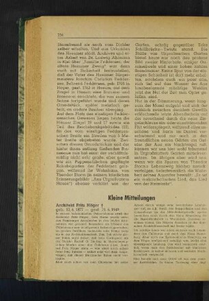 Kleine Mitteilungen