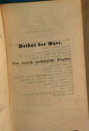 Adam Oehlenschlägers dramatische Dichtungen, 1. Baldur der Gute. Helge