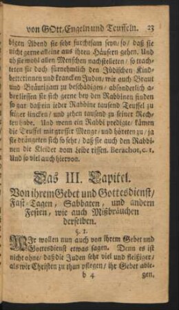 Das III. Capitel. Von ihrem Gebet und Gottesdienst / Fast-Tagen, Sabbaten, und anderen festen, wie auch Mißbräuchen derselben