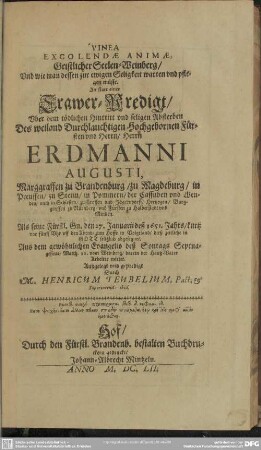 Die Erste Christliche Trawer-Predigt