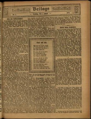 Zweite Ausgabe vom Sonntag, den 01. Januar 1922.