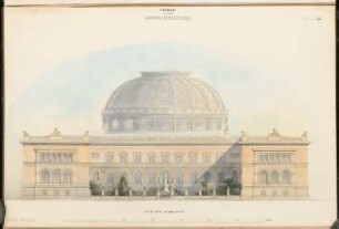 Landesbibliothek Berlin Schinkelwettbewerb 1875: Aufriss Rückansicht; Maßstabsleiste