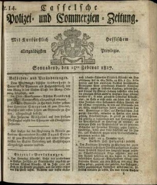 Nr. 14, Sonnabend, den 15ten Februar 1817