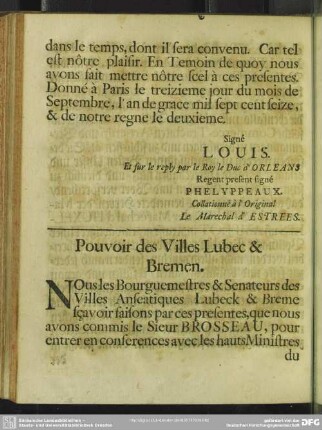 Pouvoir des Villes Lubec & Bremen