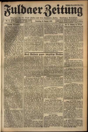 Ausgabe vom Samstag, den 14. Januar 1928.