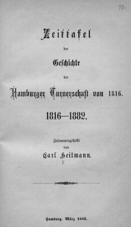 Zeittafel der Geschichte der Hamburger Turnerschaft von 1816 : 1816 - 1882