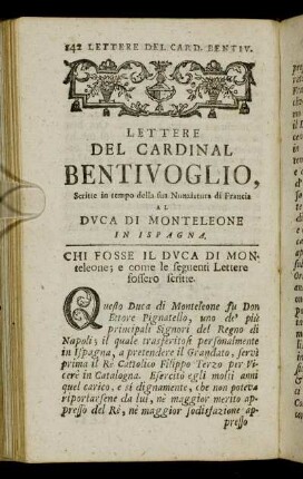 Chi fosse il duca di monteleone;...