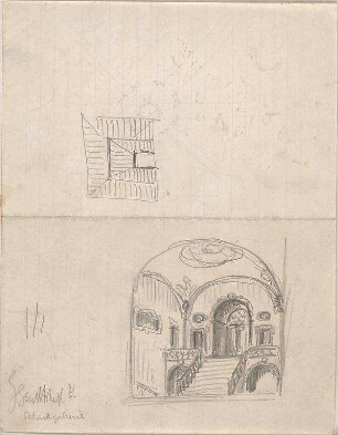 Hildebrand, Adolf von; München; Preußische Gesandtschaft und Schackgalerie, Neubau - Treppenaufgang (Perspektive, Detail)