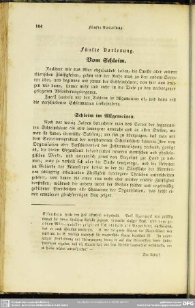 Fünfte Vorlesung. Vom Schleim