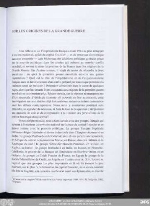 Sur Les Origines De La Grande Guerre