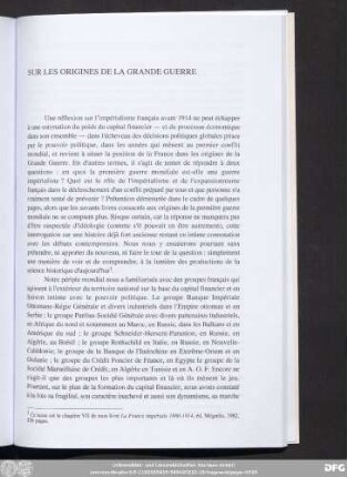 Sur Les Origines De La Grande Guerre