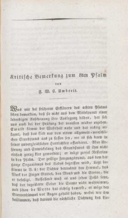 1007-1018 Kritische Bemerkung zum 8ten Psalm