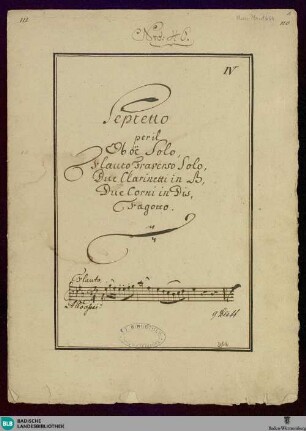 Septets - Don Mus.Ms. 1664 : woodwinds, cor (2); E|b; MurR B7