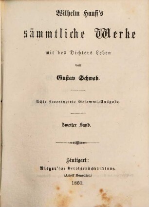 Wilhelm Hauff's sämmtliche Werke : mit des Dichters Leben, 2. Mittheilungen aus den Memoiren des Satan. Das Bild des Kaisers