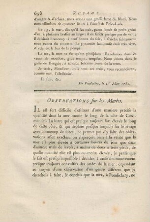 Observations sur le marées