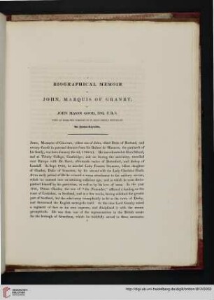A biographical memoir of John, Marque os Granby