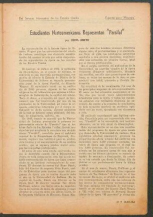 Estudiantes norteamericanos representan "Parsifal" : Del servicio informativo de los estados unidos