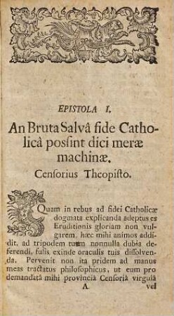 De eo quod salva fide catholica de animabus brutorum dici potest