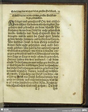 Gebeth bey der wöchentlichen grossen Bethstunde zu gebrauchen