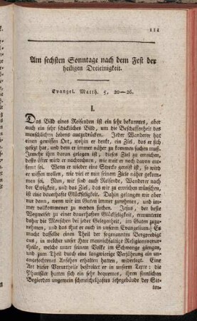 Am sechsten Sonntage nach dem Fest der heiligen Dreieinigkeit