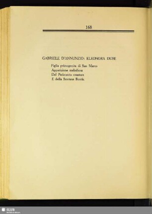 Gabriele D'Annunzio: Eleonora Duse