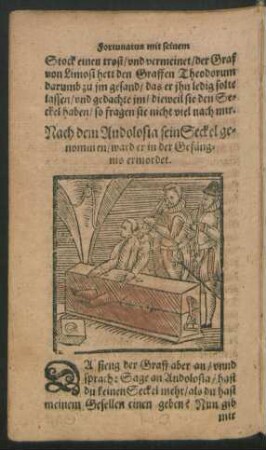 Nach dem Andolosia sein Seckel genommen/ ward er in der Gefängnis ermordet.