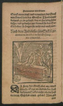 Nach dem Andolosia sein Seckel genommen/ ward er in der Gefängnis ermordet.