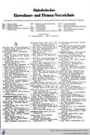 Einwohner- und Firmenverzeichnis.
