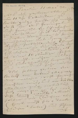 Brief an Albertine Mendelssohn-Bartholdy : 11.05.1870