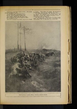 Munitionskolonne in gedeckter Stellung. Gemälde von Wilhelm Schreuer.