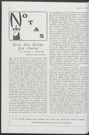 Notas - Quien dice gaucho, dice libertad