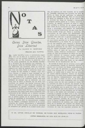 Notas - Quien dice gaucho, dice libertad