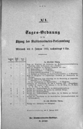 Tages-Ordnung No. 1. (1-6), 08. Januar 1919