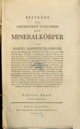 Beiträge Zur Chemischen Kenntniss Der Mineralkörper. 5