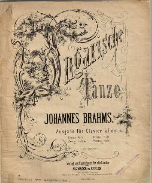 Ungarische Tänze, 2. Nr. 6-10. - 1872. - Pl.Nr. 7197. - 23 S.