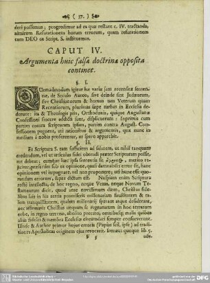 Caput IV. Argumenta huic falsae doctrinae opposita continet
