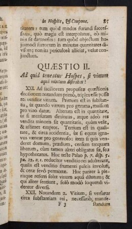 85-102, Quaestio II. Ad quid teneatur Hospes, si vinum aqua mixtum distrabat?