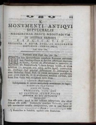 X. Monumenti Antiqui Sepulcralis ...