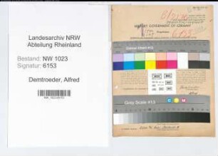 Entnazifizierung Alfred Demtroeder , geb. 21.03.1910 (Kaufm.Angest.)