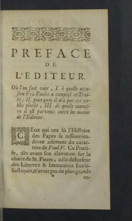 Preface de L'editeur.