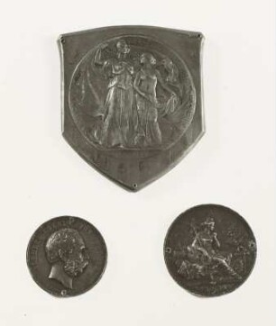 Plakette der Weltausstellung, Silbermedaille für gewerbliche Verdienste & Silbermedaille der Internationalen Ausstellung für dekorative Kunst
