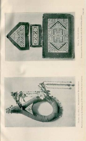 Plate 12. - Fig. 1. Bridegroom's head-dress. Fig. 2. Pillow-ends