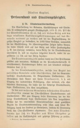 Fünftes Kapitel. Personenstand und Staatsangehörigkeit
