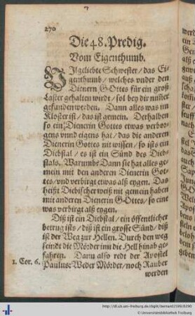 Die 48. Predig. Vom Eigenthumb.