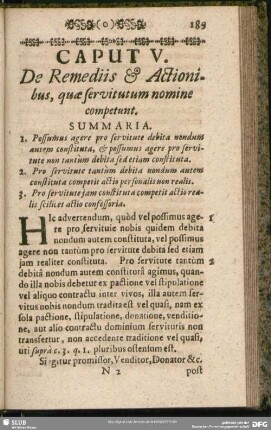 Caput V. De Remediis & Actionibus, quae servitutum nomine competunt