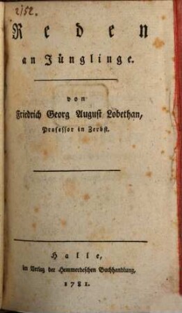 Reden an Jünglinge