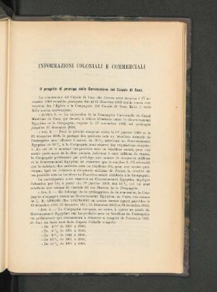 Informazioni Coloniali E Commerciali.