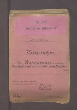 Friedensvertrag zwischen Deutschland und den alliierten Mächten (Generalia)