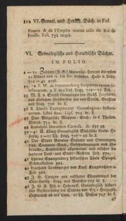 VI. Genealogische und Heraldische Bücher.