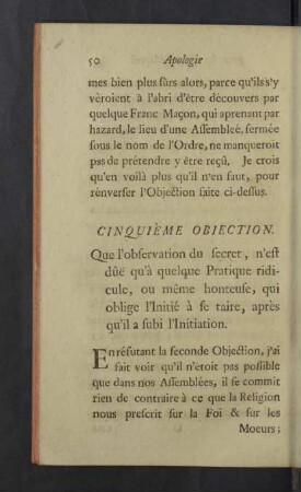 Cinquieme objection.